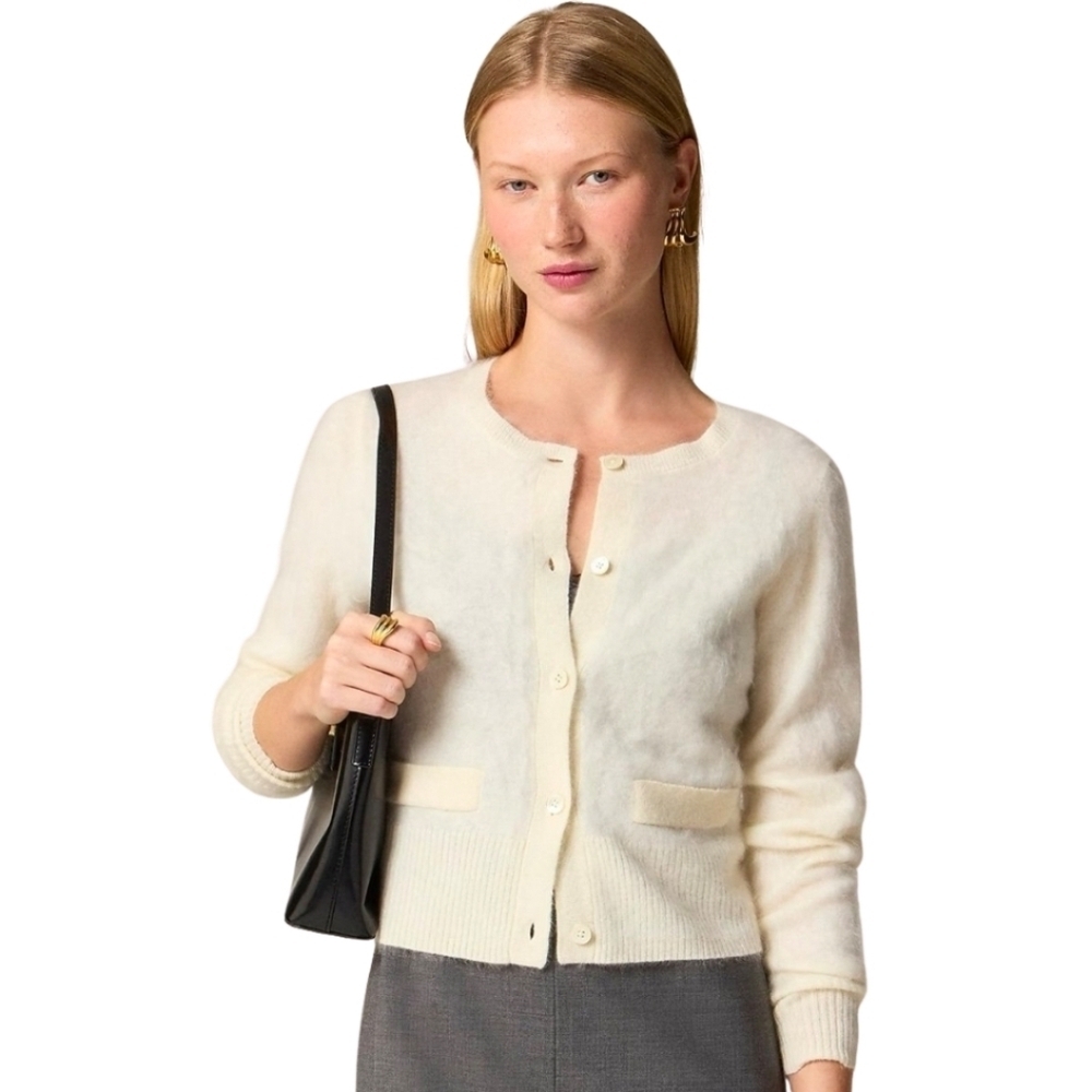 New! J. Crew Brushed Cashmere Cropped Cardigan